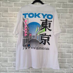 RGSTR Tokyo Japan Double Sided Graphic Tshirt Streetwear Mens 2XL White Neon